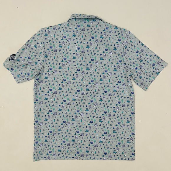 CRIQUET Polo men’s size medium golf carts cactus print blue and green - Picture 8 of 8